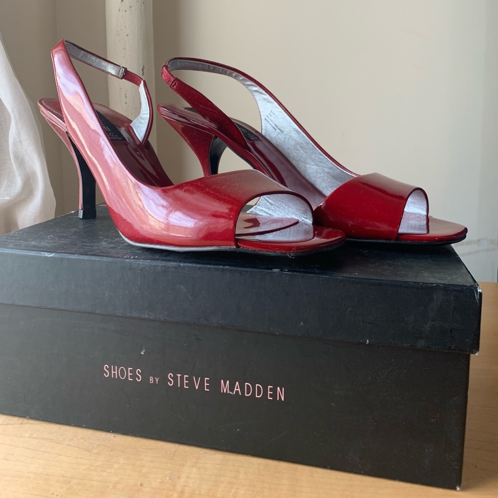 “Audrey” Red Patent Steven by Steven Madden heels